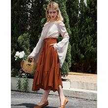 American  Women's Renaissance Pirate Skirt Medieval Long Flowy Maxi Skirt For Ren Faire Halloween Outfit With Pockets{"Color_name":"Orange","Size_name":"X-Large"} - 橘子 - 查看 6