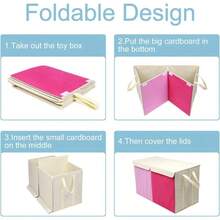 Cofre de caja de juguetes, contenedores de almacenamiento resistentes plegables con tapas, cajas de organizador de almacenamiento de juguetes grandes para nios cestas para nios, nios, nias, sala de guardera, sala de juegos, armario nuevo beige - rosa - Ver 6