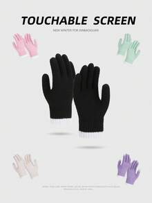 1 Pair Knitted Knitted Gloves, Warm Touchscreen Gloves For Women & Men, Thermal Lined, Autumn/Winter