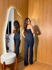 JZ JEANS Women's Long Strapless Jumpsuit In Black Graphite (Strapless) - Black - View 2