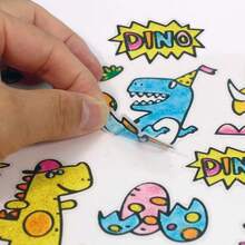 DIY Window Paint Art And Crafts Boys And Girls Drawing Jewelry Toys Making Kit Set Colored Sparking Plactic Glitter Charms Bracelet Accessories Inspired Gifts Pack Ideal Creative Activity Gift Easter Christmas Birthday Family Night Dinosaur Adventure Window Art