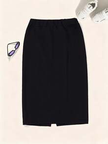Plus Size Women Solid Color Elegant High Waist Pencil Skirt