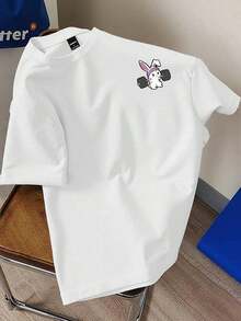 Camiseta casual de con estampado de conejo de dibujos animados, estilo de los 2000 - Blanco 1 - Ver 5