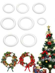 2个泡沫花环圈，DIY聚苯乙烯圆形花环，适用于婚礼、生日派对、万圣节、圣诞节、情人节装饰、人造花环制作、背景装饰、复活节装饰品 - 彩色 - 查看 8