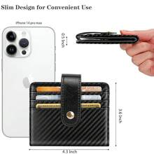 Minimalist Bifold Wallet RFID Credit Card Wallet Card Holder For Women Or Men, Black Carbon Fiber{"Color_name":"CarbonFiber"} - 多色6 - 查看 5