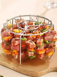 Air Fryer New Round Hanging Skewer Rack, Home Kitchen & Outdoor Stainless Steel Grill Stand - Multicolor - View 10
