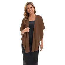 Baoqiya Chiffon Shawl Evening Scarf Shawls And Wraps For Women Wedding Party Bridal Scarves Cover Ups{"Color_name":"Brown"} - màu nâu - Xem 5