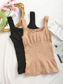 CELILIN 2 Peças Camiseta Modeladora Sem Costura de Cintura Alta - Multicolorido - Visão 3