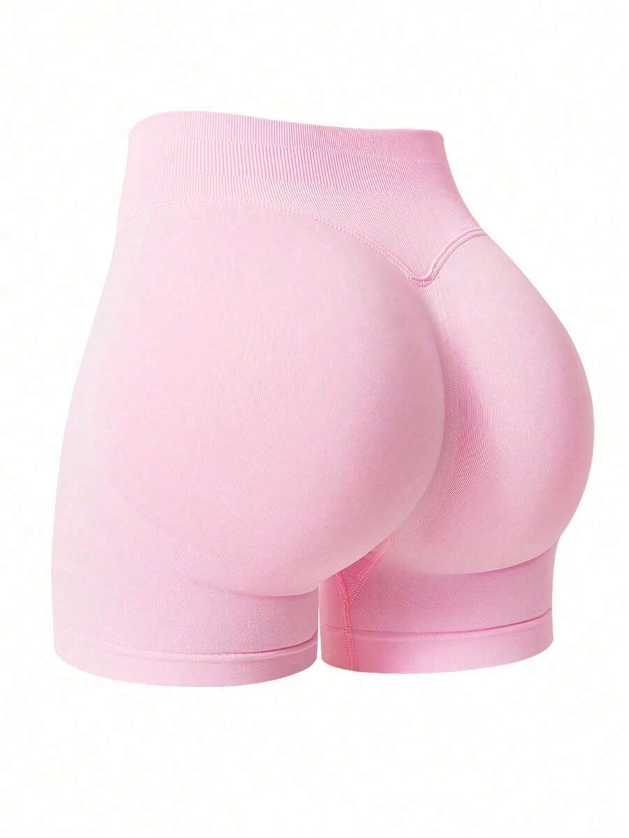 NcmRyu 1pc Solid Color Seamless Stretchy Shapewear Shorts Quick Dry Breathable Tight For Running Workout Training Spring Summer Conjunto Deportivo Mujer - Baby Pink - View 1