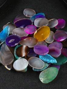 1/5/10/20/30pcs Polished Agate Slices, Drilled Agate Geode Pendants In Various Sizes And Colors Irregular Ornament Geode Stones Rock For Home Room DIY Jewelry Table Decorations, About 20 G/Piece - 多色(有孔) - 查看 4