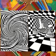 Deluxe 3D Illusion Coloring Book - Thick, Premium Paper, 22 Pages | Fun & Relaxing Art Activity | Perfect Gift For Birthdays & Holidays - Multicolor - View 9