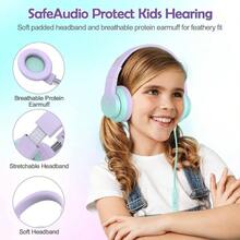 - Auriculares con para nios, con micrfono, limitador de volumen de 8594 dB para nias y nios, auriculares plegables para aprendizaje y entretenimiento, color morado oscuro - Púrpura claro - Ver 7