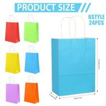 24 Pieces Paper Gift Bags In 6 Colors Kraft Paper Party Favor Bags With Handles For Birthday Wedding And Party Supplies