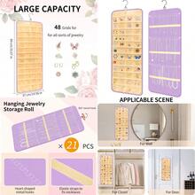 Hanging Jewelry Organizer Large DoubleSided Jewelry Storage Butterfly Necklace Holder Earrings Holder Organizer With Metal Hook For Door Closet Wall Black Purple