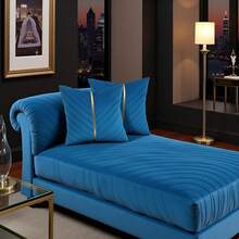 Navy Blue Velvet Throw Pillow Covers 18 X 18 Inch Pack Of 2 With Gold Leather Decor For Couch, Luxury Modern Pillowcases For Living Room, Bedroom Sofa Cushion Bed - 湖藍色 - 查看 8