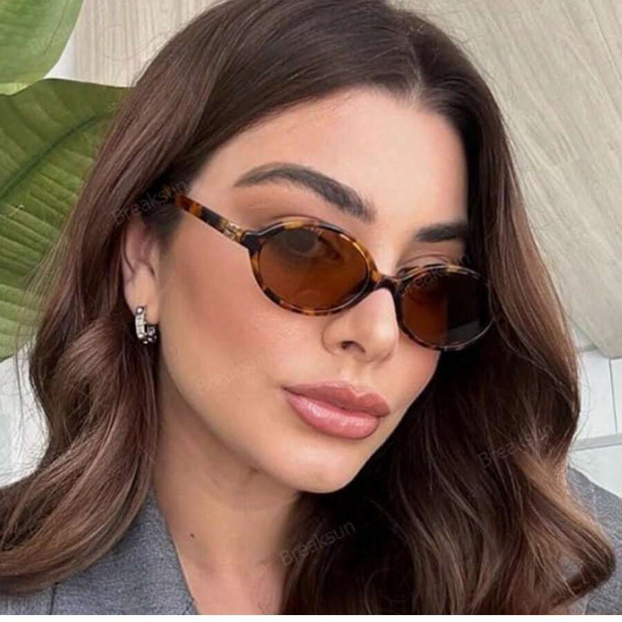 Women's Retro Oval Sunglasses, Stylish Small Retro Round Sunglasses, UV Protection - Multicolor - View 1