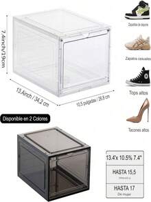 Caja  Apilable Transparentes Para Zapatos Caja Organizadora -caja organizadora de clóset, fácil de poner en el montaje, cajas de zapatos de plástico transparente apilables, cajones para exhibición de tenis - Azul - Ver 2