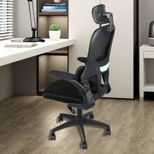 Office Chair Grey/Black - Office Chair 200 Kg Load Capacity - Office Chair - Ergonomic Seat - Armchair With 90° Folding Armrest - Lumbar Support - Height Adjustable - màu đen - Xem 4