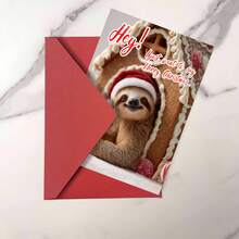 1 张/2 张迷人树懒圣诞/生日贺卡，冬季主题，适合生日、祝贺、感谢、圣诞节等场合，适合每个人的完美圣诞/生日礼物，高品质卡纸，质地舒适