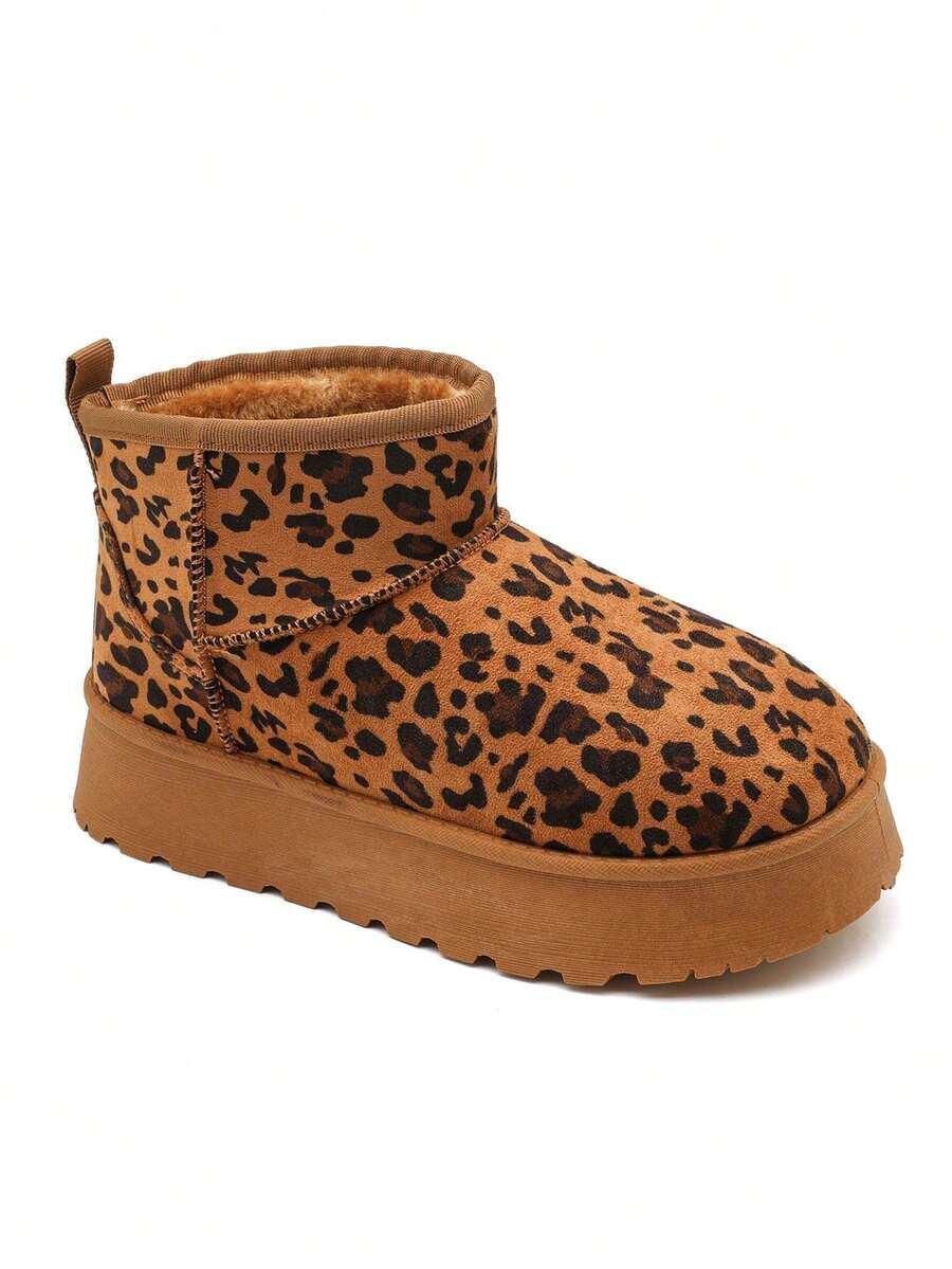 Thick Sole Lined Boots - Classic Comfort - Léopard - View 1