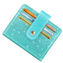 Slim Bifold Wallet RFID Credit Card Wallet Glitter Leather Small Cute Card Holder For Women, {"Color_name":"Glitter"} - 多色1 - 查看 3