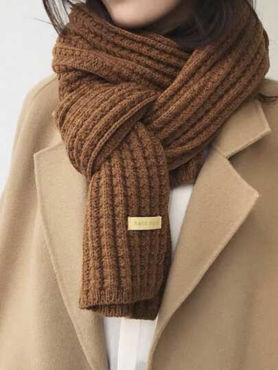 1 件女士纯色针织保暖厚款多功能装饰围巾/围脖，适合冬季