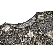 1920s Shawl Wraps Sequin Beaded Evening Cape For Gatsby Party Bridal Shawl Women Evening Cape Flapper Cover Up{"Color_name":"BlackGold"} - 黑金 - 查看 5