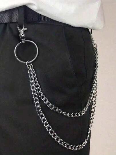 1 قطعة سلسلة معدنية متعددة الطبقات على شكل هيب هوب فضية لإكسسوارات المرأة، بطراز بانك عصري متعدد الاستخدامات، مناسبة لحفلات هالوين أو الارتداء اليومي