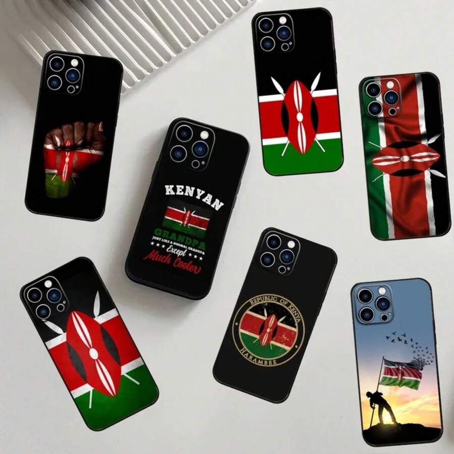 Custodia per telefono con bandiera del Kenya compatibile con 16, 15, 14, 13, 12, 11, Pro, X, XS, Max, XR, Plus, Mini, in morbida silicone nera antiurto TPU, compatibile con 17, 17 Pro, 17 Pro Max - Z7 - Visualizzare 1