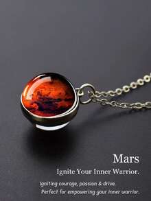 1 Stück Mars & Erde Anhänger Halskette, einzigartiges Geschenkidee für Frauen, Paare, Freunde und Familie
