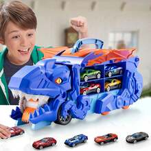 WEISPO Dinosaurios de Juguetes,Equipado con 8 Coches Deportivos, El Camión Dinosaurio Puede Devorar Coches Deportivos,Regalos de Festividad Adecuados para Niños y Niñas - 1 - Ver 3