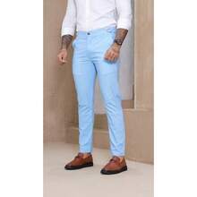 Men's Slim Tailored Pants With Royal Blue Adjustment - Royal Blue - View 3