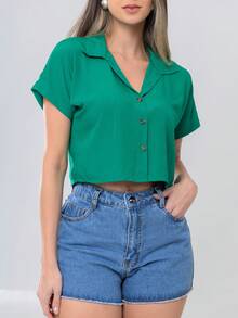 Women's Shirt Blouse Buttons Viscose Fresh Summer Comfortable Style Best Quality - 綠色 - 查看 1