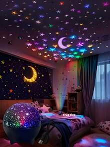 1pc USB Star Projector Night Light, Suitable As A Bedroom Birthday Gift For Christmas, Suitable For Luminous Stars And Moon, Sleep Aids, Celestial Projection Lights, Moon And Star Night Lights, Starry Night Effect, Luminous Design, USB Light, Suitable For All Scenes, Party Gift