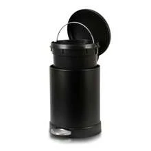 Glad - cubeta de basura pequeño de 1.2 galones | cubeta de basura redondo de acero inoxidable con tapa de cierre suave y pedal de pie | Cesta de basura de metal negro con cubeta interior extraíble,(Negro mate) - Tipo 1 - Ver 4