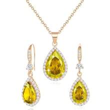 Women Jewelry Set Silver/Gold Plated Teardrop Pendant Necklace Dangle Drop Earrings Dangling Sets Birthstone Crystals Rhinestone,Birthday Anniversary Wedding Mother's Day Gifts For Women{"Color_name":"11.November-RoseGoldPlated|Citrine"} - 11. 十一月 - 玫瑰金鍍金 | 黃水晶 - 查看 6