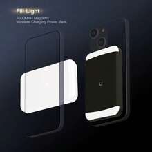 Magnetic Wireless Power Bank, 8000mAh, Dual Type-C Cable, Wired Fast Charging, Front And Rear Lighting, Stepless Brightness Adjustment, Perfect For Selfies, Photos, And Travel - Black - View 5