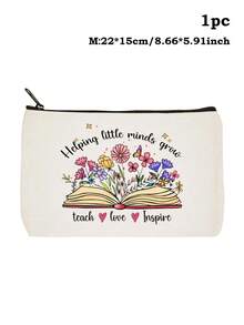 Lehrergescenke, "Beste Lehrerin aller Zeiten" Make-up Tasche - Kosmetiktasche für Frauen, Reiseaccessoires & Schultasche, leichte Reißverschlusstasche für Make-up Aufbewahrung, Federmäppchen, weiße Tasche Organizer, Geschenktasche für den Schulanfang, Lehrertags Geschenkideen