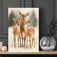 1 Peça Pintura de Rena Rudolph de Natal, Cervo de Natal Caprichoso, Arte de Parede de Natal com Nariz Vermelho, Pôster Vintage Atmosférico de Rudolph, Arte Rústica, Arte em Tela, Pôsteres para Quarto, Decoração Doméstica, Decoração de Quarto Estética, Itens de Decoração de Quarto. Moldura Opcional