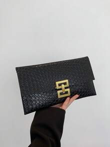 Fashion Hot New Woven Pattern + Anti-Theft Lock Design, Can Be Used For Daily Shopping Collection Of Mobile Phones, Change, Cards Used In The Envelope Handbag.