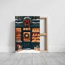 1pc Solid Wood Frame Christmas Patisserie, Holiday Bakery Shopfront Theme Canvas Posters & Prints, Large Canvas Wall Art, 2D Flat, Easy Hang Tabletop Or Wall Display, For Halloween, ChristmasGifts, Bedroom, Living Room, Decoration Ready To Hang - Nhiều màu - Xem 10