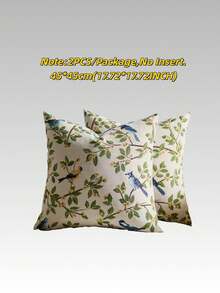 1/2 Pieces, Decorative Square Pillow, With Pastoral Flowers And Birds Style, Suitable For All Seasons, Available In A Variety Of Colors And Sizes, High-Density Colorful Jacquard Fabric Pillowcase, (Pillow Core Not Included), Zipper Closure, Suitable For Holiday Parties, Sofa Cushions To Match Beige Sofas,Sofa Pillows, Beds, Living Rooms, Offices, Car Cushions And As A Simple Soft Gift.