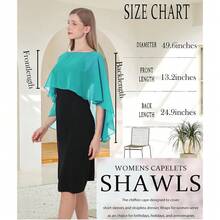 Baoqiya Women's Capelet Shawls And Wraps For Evening Dresses Soft Bridesmaid Shawl Chiffon Cape Wedding Cover Up{"Color_name":"Turquoise"} - 綠松石 - 查看 5