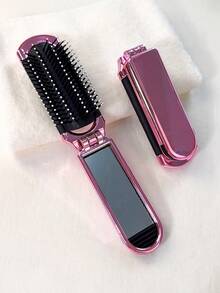 1 件粉色光泽电镀可折叠梳子，附带小镜子，便携式紧凑设计，发刷，梳子，美发工具，理发沙龙美容旅行必需品的美发产品和配件，返回学校，旅行度假必需品，女士发饰，刷子，发刷，边缘刷，刷头发，发梳，梳头发，顺发刷，球刷，迷你发刷，发刷套装，木梳，发刷，刷子，梳子，光滑后刷，发刷，边缘刷，刷头发，发梳，发刷套装，梳头发，迷你发刷，顺发刷，发刷，头发，配件，美发产品，美发工具，美发用品，护发，卷发刷，理发师，理发配件，美发设备，小梳子，迷你发刷，旅行必需品，旅行必需品，发型，美发 - 粉色 - 查看 13
