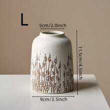 1pc Handcrafted Vintage Luxury Lavender Floral Relief Pattern Ceramic Vase, French Country Art Decor, Fresh/Dried Flower Container, Suitable For Living Room, Study, Office Desk, New Chinese Zen-Style Home Decor, Ramadan Decoration, Ramadan - Beige - View 14