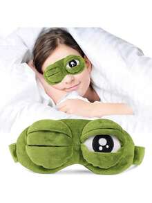 1pc Funny Sad Frog Eye Mask, Helps Sleep & Relaxation - Suitable For Parties, Birthdays, Graduations, Soft Fabric, No Battery Required