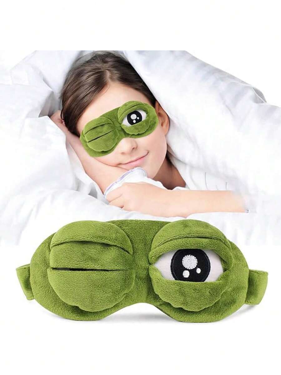 1pc Funny Sad Frog Eye Mask, Helps Sleep & Relaxation - Suitable For Parties, Birthdays, Graduations, Soft Fabric, No Battery Required