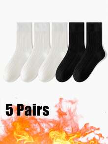 3/5双装冬季加厚保暖菱格纹船袜，柔软耐穿材质，圣诞礼物 - 彩色 - 查看 13