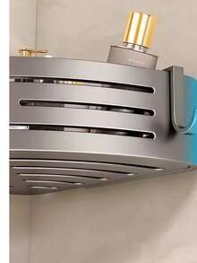 1pc Bathroom Corner Shelf Triangle Basket Wall Mounted Shower Gel Storage Rack, Home & Bathroom Use