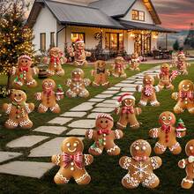12 Pieces Christmas Gingerbread Man Yard Signs With Stakes Xmas Yard Stakes Lawn Signs Outdoor Gingerbread House Decorations For Christmas Garden Patio Party Favors